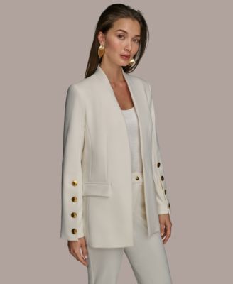 Women's Button Sleeve Blazer, Regular & Petite