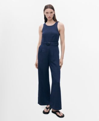 MANGO - Women's Long Soft Denim Jumpsuit