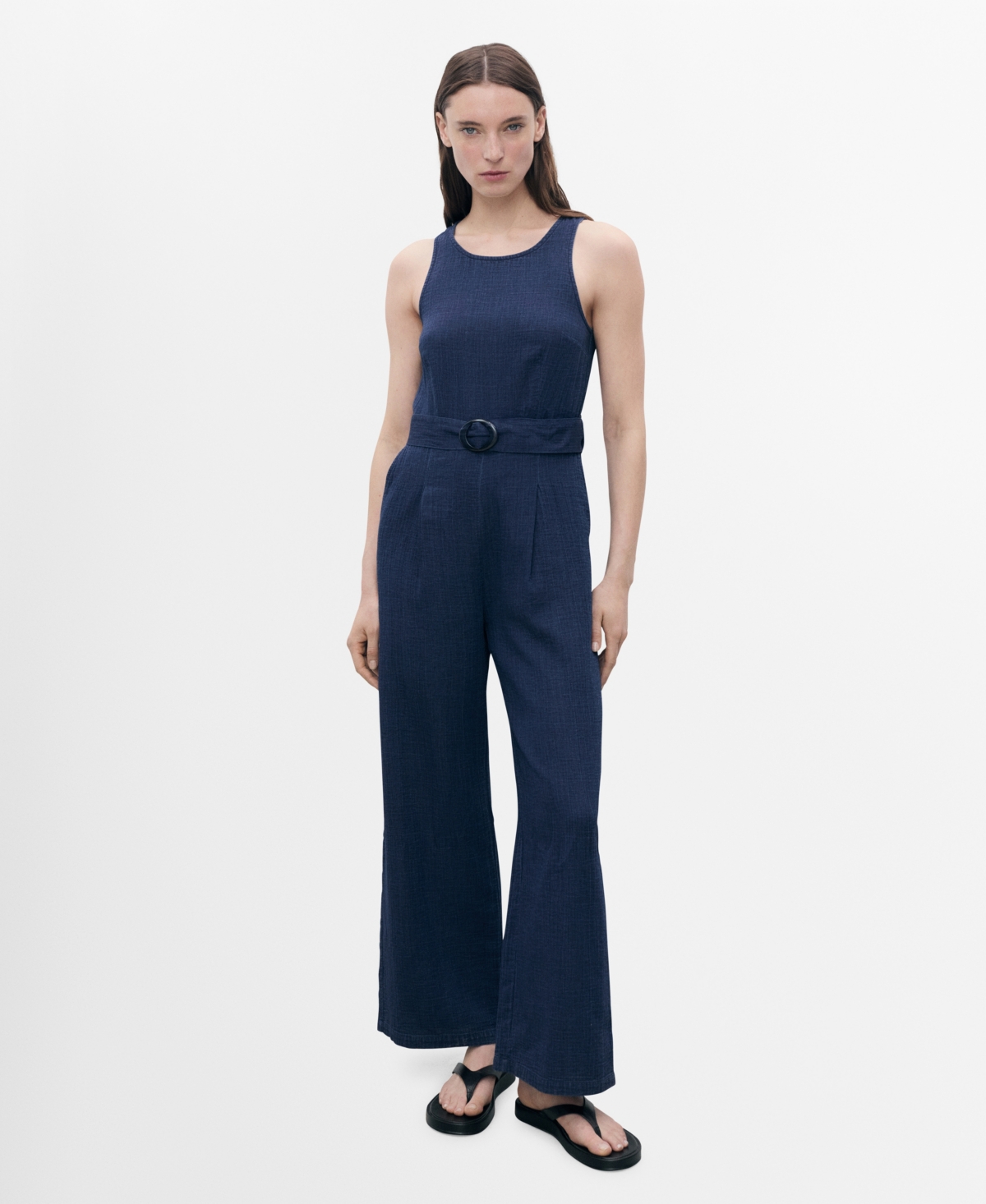 Mango Women's Long Soft Denim Jumpsuit