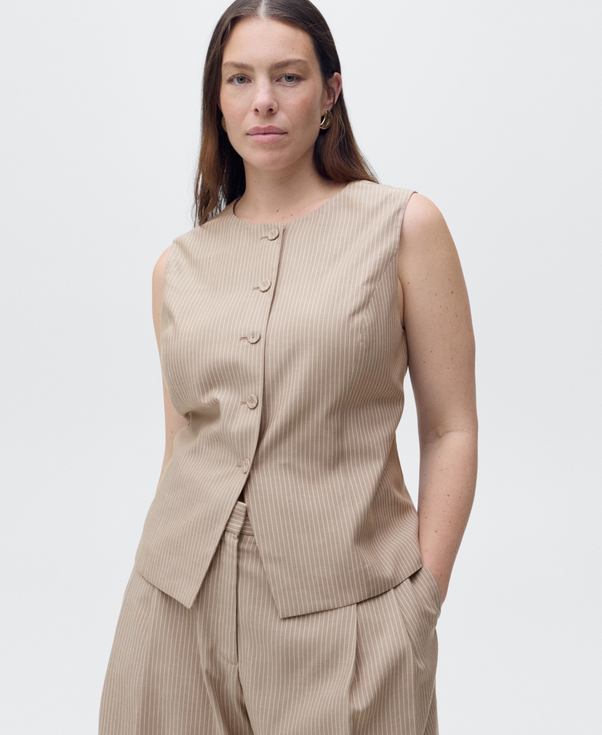 Mango Women's Striped Lyocell Suit Vest