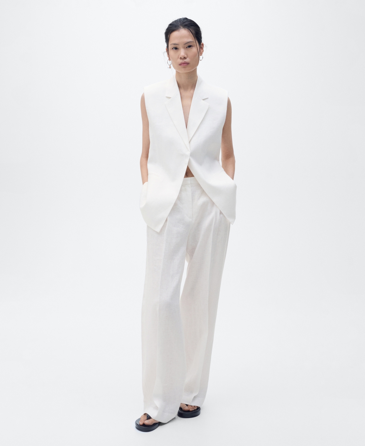 Shop Mango Women's Straight-fit Linen Suit Pants
