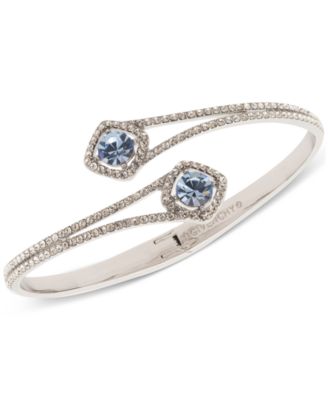 Givenchy - Silver-Tone Pav&eacute; & Round Crystal Halo Bypass Bangle Bracelet