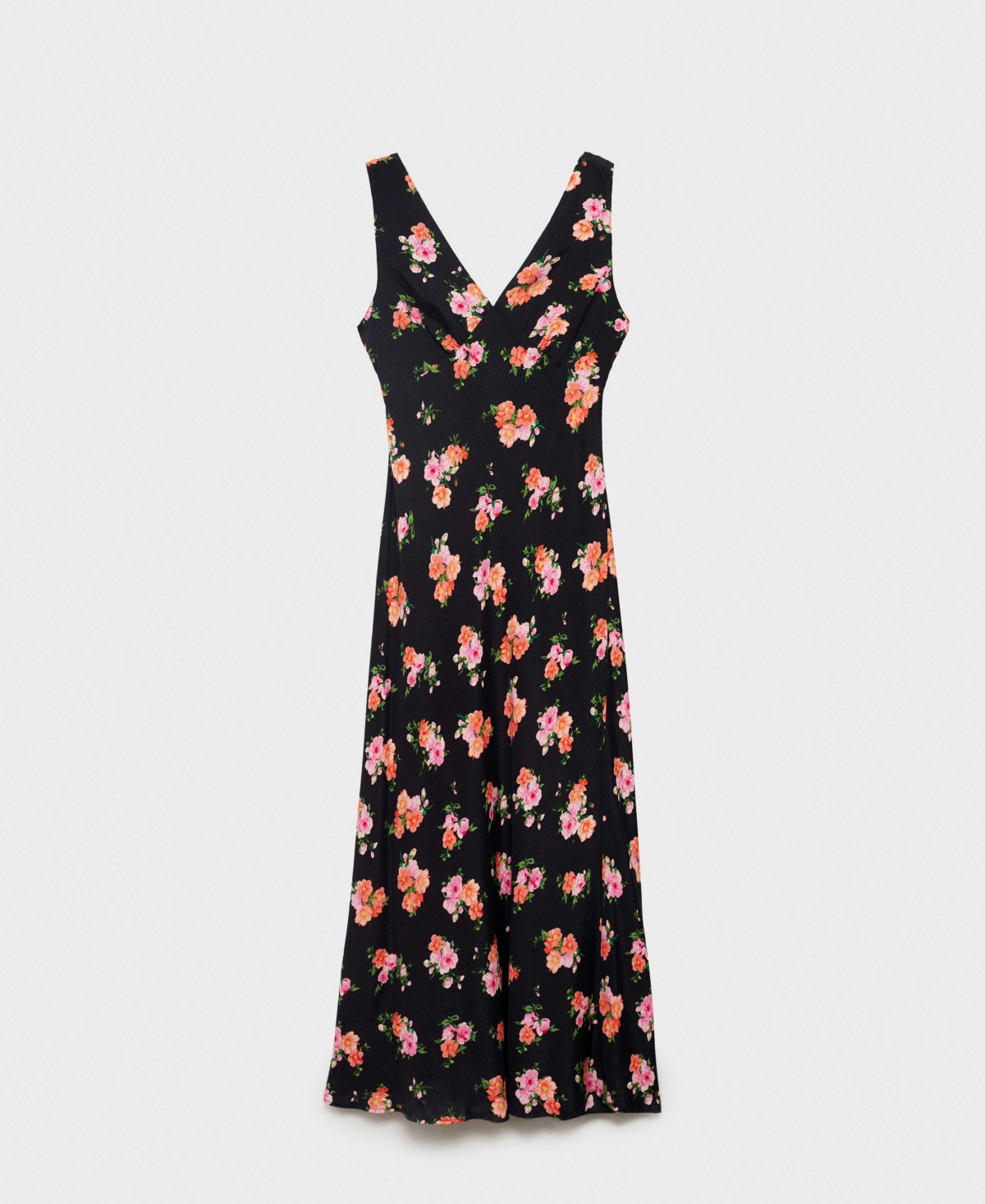 Mango Print Sleeveless Maxi Dress In Black