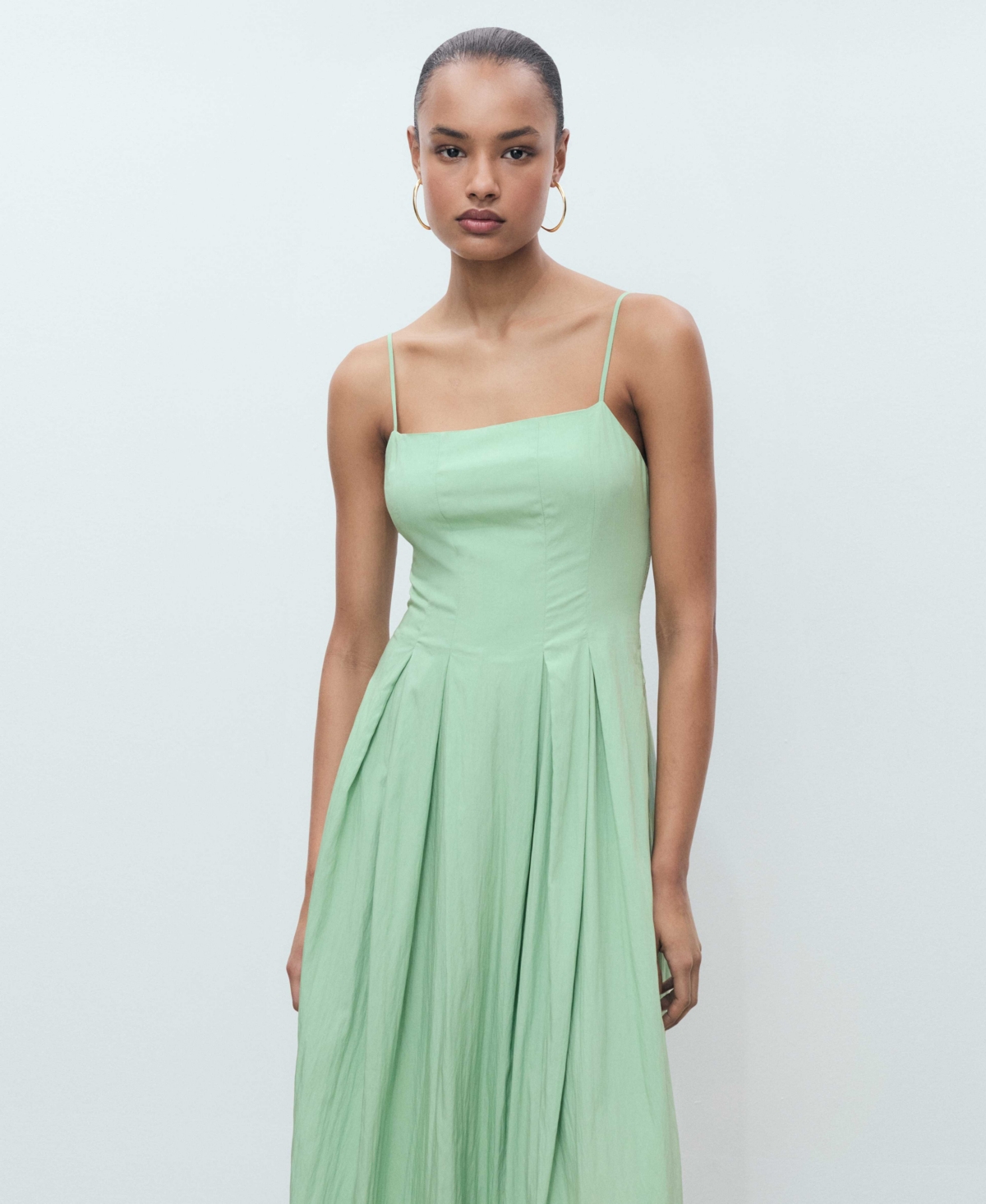 Mango Midi Dress With Darts Mint Green