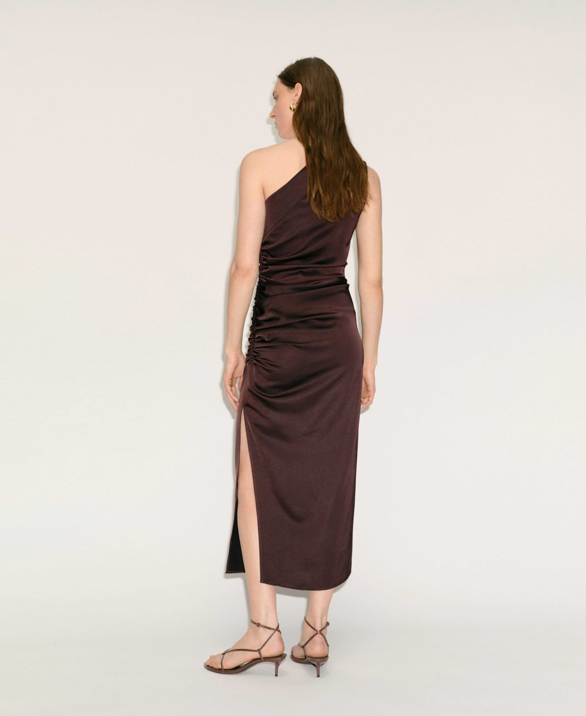 Shop Mango Women's Side Slits Asymmetrical Satin Dress