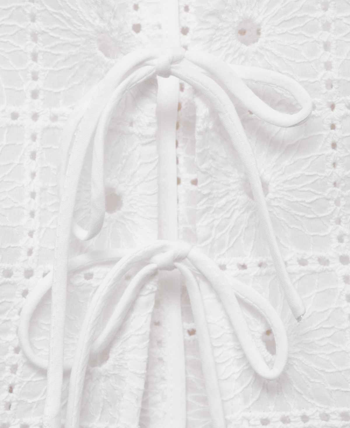 Mango Embroidered Cotton Waistcoat With Bows White