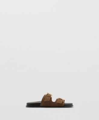 Women's Natural Fiber Strap and Buckle Leather Sandals