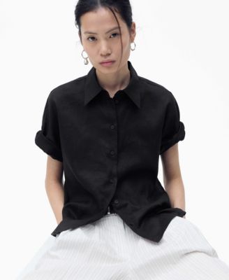 Women's Short Sleeve Linen-Blend Shirt