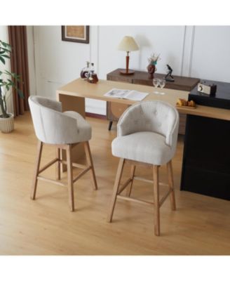 Swivelling Counter Stools Set of 2, Counter Height with Backrest