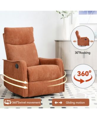 Streamdale Heat Massage Manual Recliner Chair with Rocker and Swivel in Fabric for Living Room