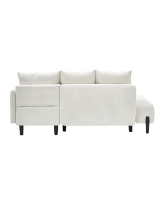 79.50 inches long, Velvet Sofa Fabric, with three matching pillows and spacious and comfortable seats, for Apartment Office Living Room - Beige