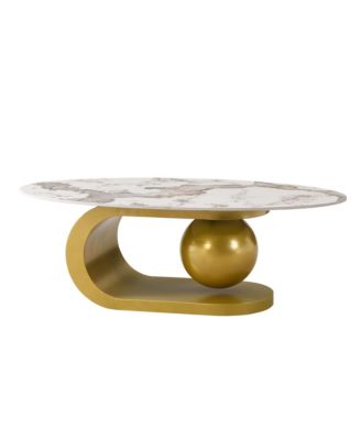 Modern Marble Pattern Coffee Table with Gold Base (47.2")