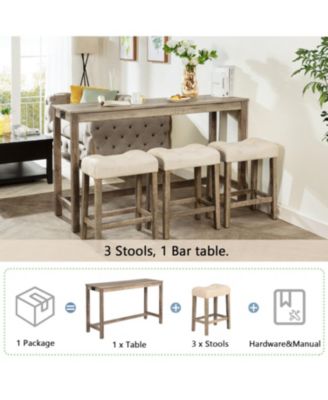 Bar Table Set with 3 Stools & Power Outlet