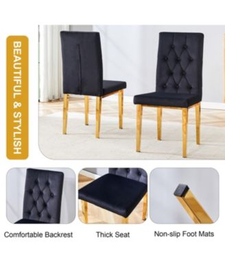 Streamdale 8-Piece Velvet Dining Chairs with Gold Metal Legs