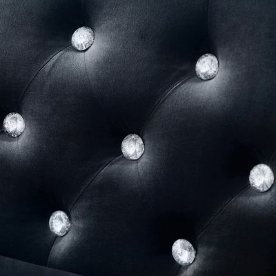 Streamdale 59.4 Inch Wide Velvet Sofa With Jeweled Buttons, Square Arm, 2 Pillows