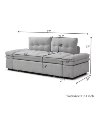 Streamdale Grey Linen Sleeper Sofa Bed with Pull Out Chaise