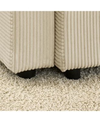 Streamdale L-Shaped Corduroy Sofa with Ottoman, Storage & Cup Holders