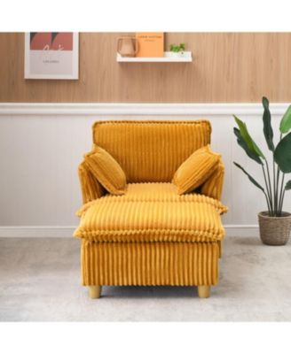 Streamdale Corduroy Sofa with Ottoman & Pillows - Living Room/Balcony/Study