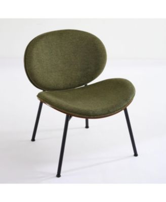 Streamdale Mid-Century Shell Chair Walnut Finish, Green Fabric, Comfortable Backrest