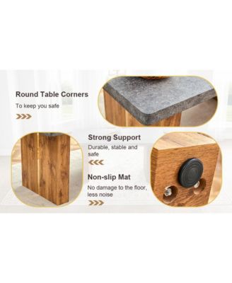 Streamdale Cozy Modern MDF Dining Set with 6 Gray Faux Leather Chairs