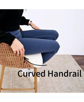 27'' Faux Rattan Back Boucle Armrest Counter Stool Set Of 2-Maison Boucle