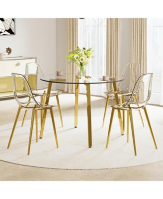 Glass Table & 4 Gold Leg Chairs