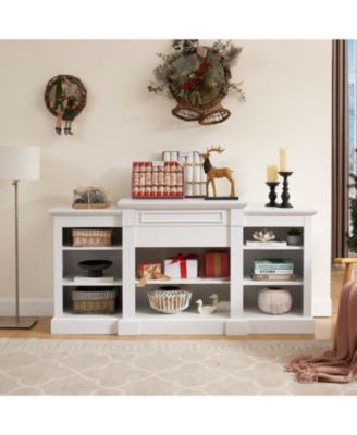 Media Console Table with Large Storage Cabinet, Modern TV Media Entertainment Stand, White, 65.75"W17"D32.48"H