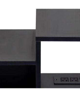 65.35in Wall Mounted Floating TV Stand with 20 Color LEDs and Charging Station