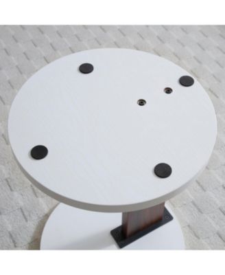 Rustic C-Shaped End Table for Living Room, Bedroom