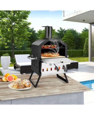 2-Layer Pizza Oven with Removable Cooking Rack and Folding Legs