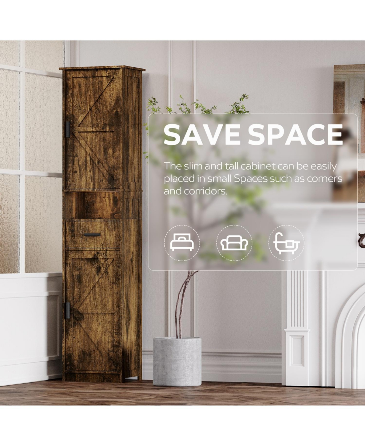 Streamdale Furniture 69" Bathroom Storage Cabinet with Barn Doors