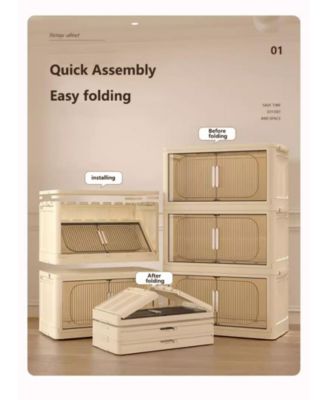 Streamdale Folding Storage Cabinet with Wheels and Magnetic Door