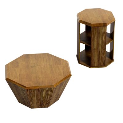 Octagonal Rubberwood Coffee Table Set (2)