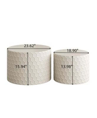 Streamdale Minimalist Nesting Coffee Table Set, Honeycomb Design (Beige)