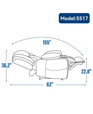 Streamdale 1 Pc. Blue Chenille Upholstered Power Lift 8-Point Massage Recliner with Lumbar Heat, USB Ports & Stainless Steel Cup Holders Chair