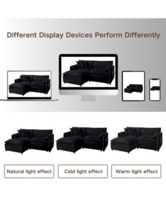 Streamdale Oversized Chenille Loveseat Sofa - Black