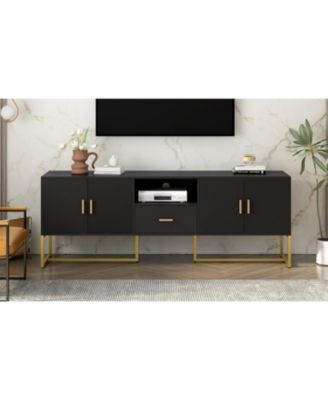 Streamdale Modern TV Stand for TVs up to 70", with Drawer, Cabinets, Metal Legs, Handles, and Safety Device