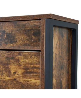 3-Drawer Slim Shoe Cabinet with Metal Handle, Black