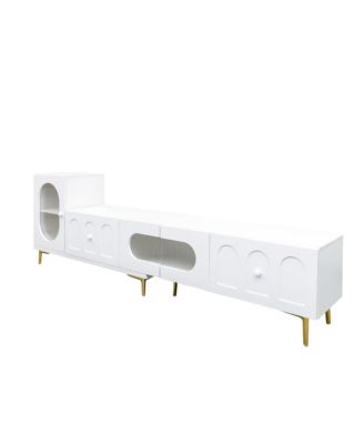 Wood Extendable TV Stand Rectangle Entertainment Center,Media TV Console for Living Room Bedroom