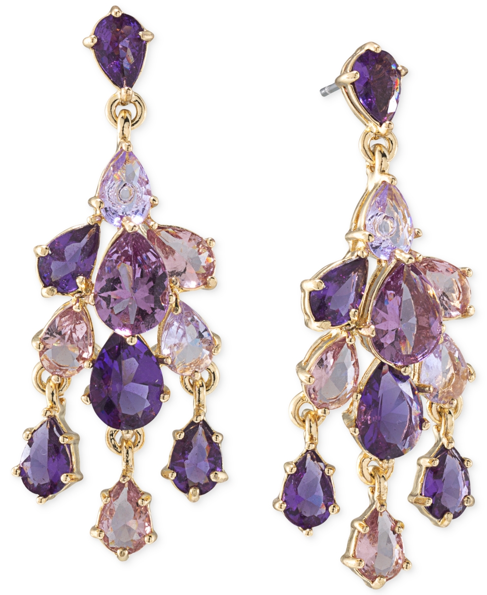 Carolee Gold Tone Purple Small Chandelier Earrings   Jewelry & Watches