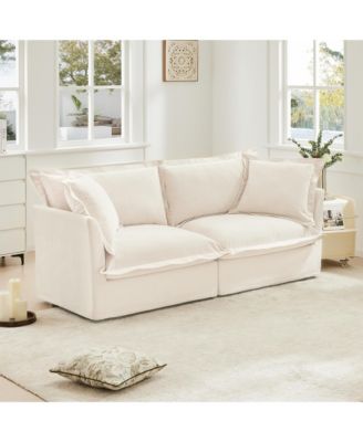 Modern 2-Seat Sofa for Small Spaces Comfy Slipcover Couch with Detachable Cover