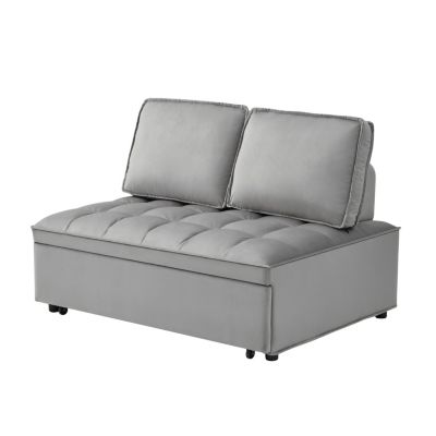Streamdale Modern Velvet Convertible Sofa Bed with Detachable Backs, Grey