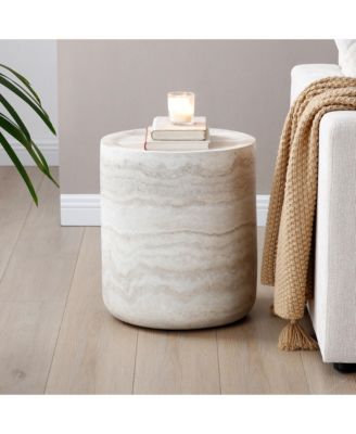 15.74 inch Faux MARS marble Pattern Coffee Tables for Living Room Round Tea table for Living Room, No Need Assembly