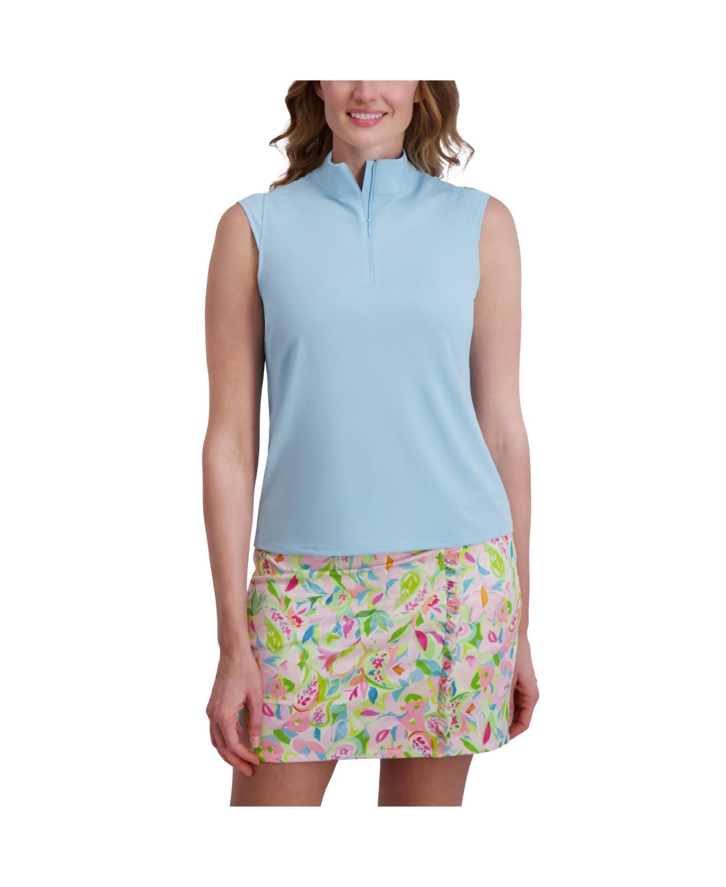 Женский топ Stella Parker Mock Neck Zip Front, цвет: Crystal — фото 1