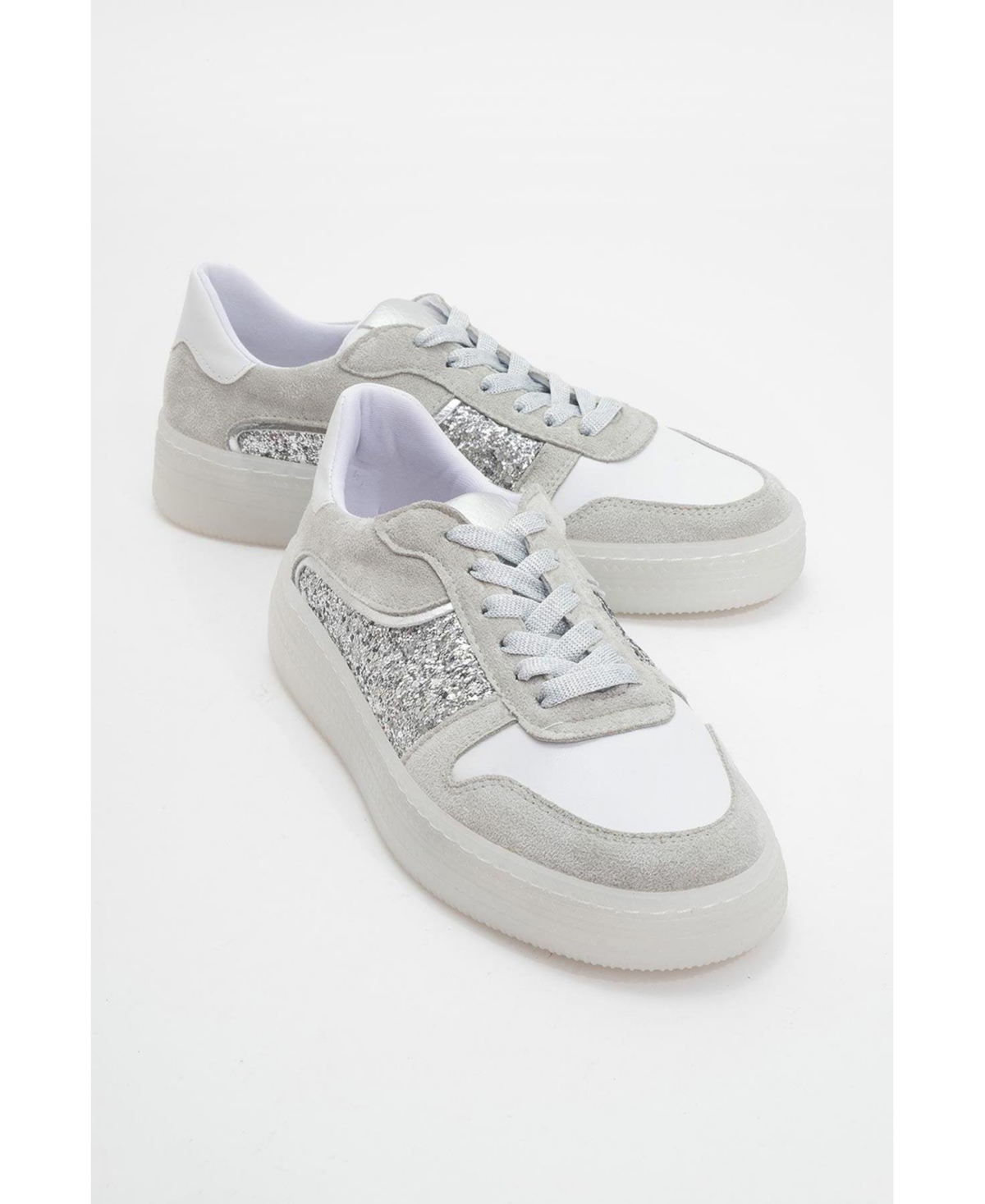 Felipe Glitter Leather Sneakers (Women) - Black leather