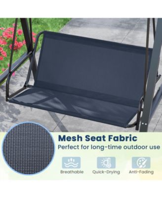 2-Person Outdoor Porch Swing with A-Shaped Metal Stand and Adjustable Canopy