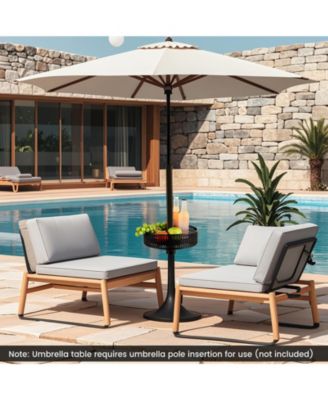Patio Umbrella Table Tray Adjustable with Storage and Umbrella Poles