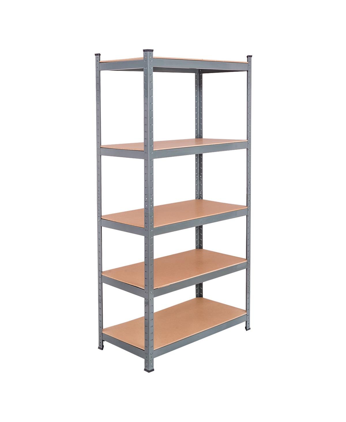 71 inch Heavy Duty Steel Adjustable 5 Level Storage Shelves-Gray - Gray