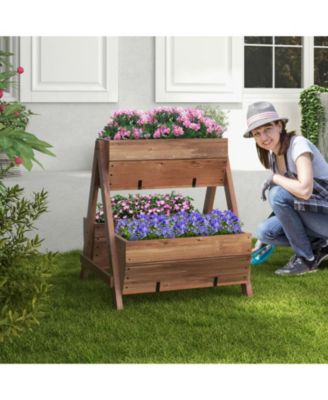 Freestanding Vertical Raised Garden bed with 3 Wooden Planter Boxes