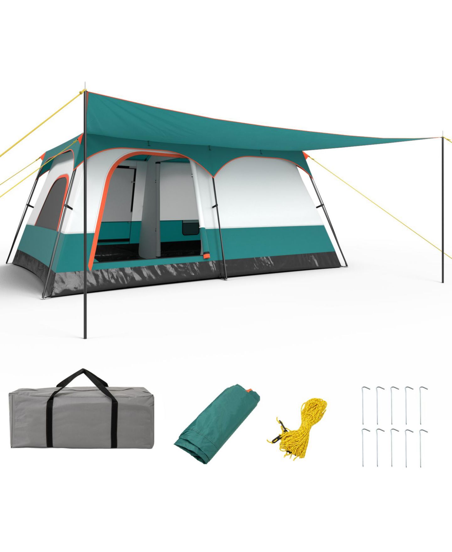 Детская игрушка GOUUN 8-10 Person Camping Tent with Double Rooms and 2 Doors, цвет: Зелёный — фото 4